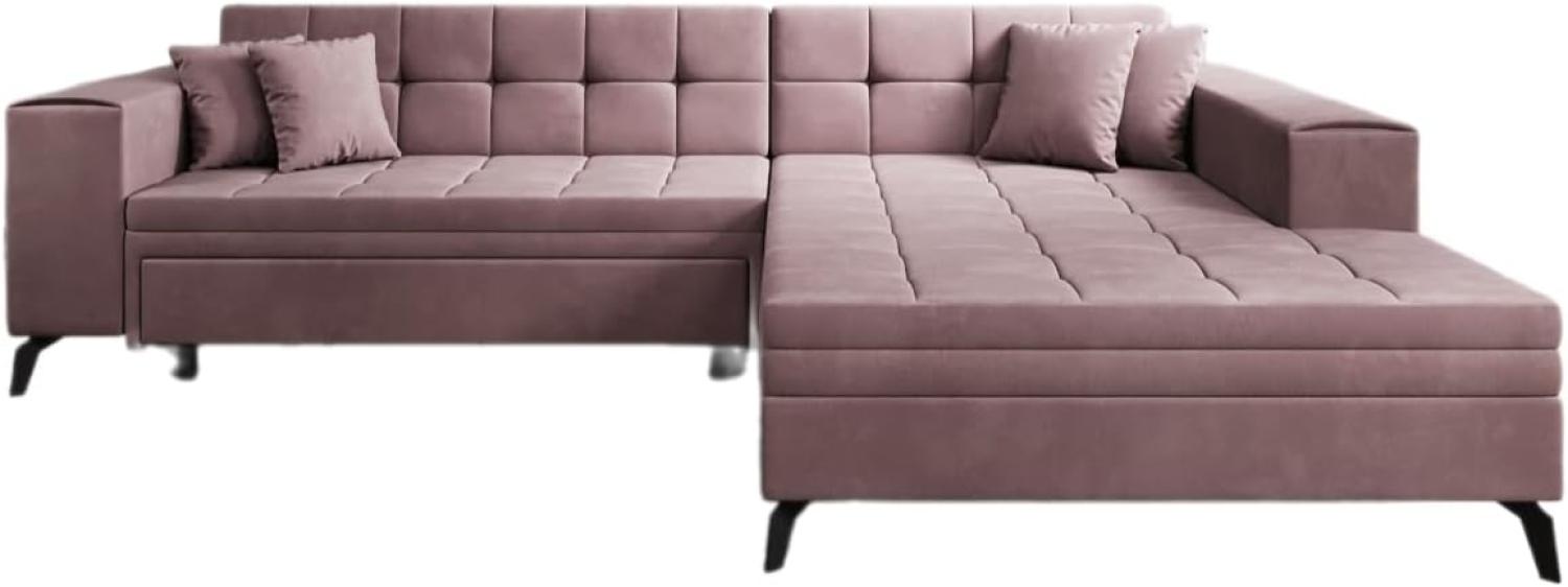 Designer Sofa Frida mit Schlaffunktion Samt Rosé Rechts Bild 1