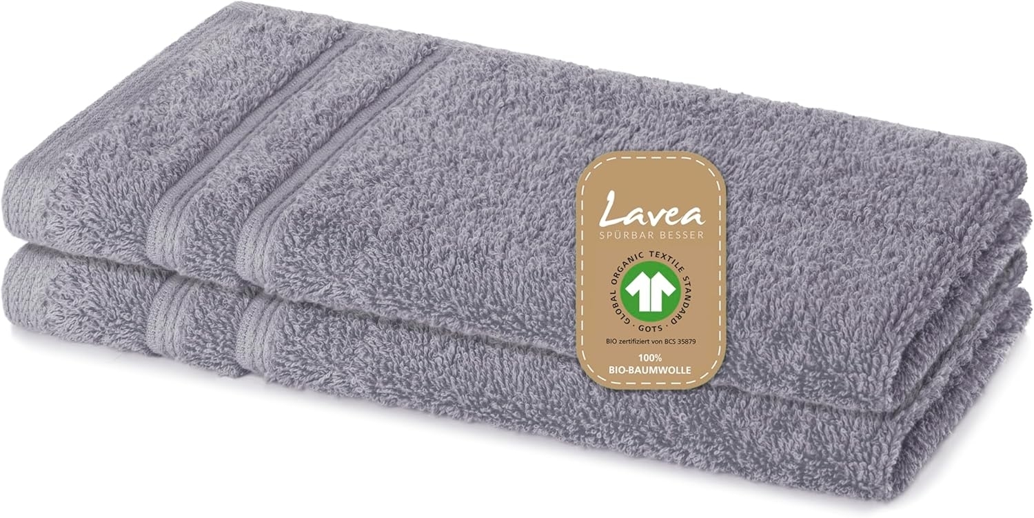 Lavea Gästehandtuch Bali, 30x50cm aus 100% Bio-Baumwolle, einzigartig weiche Gästetücher mit Aufhänger (Set, 2-St), hochwertiges und nachhaltiges Premium Gästetuch – saugstarke Faser Bild 1