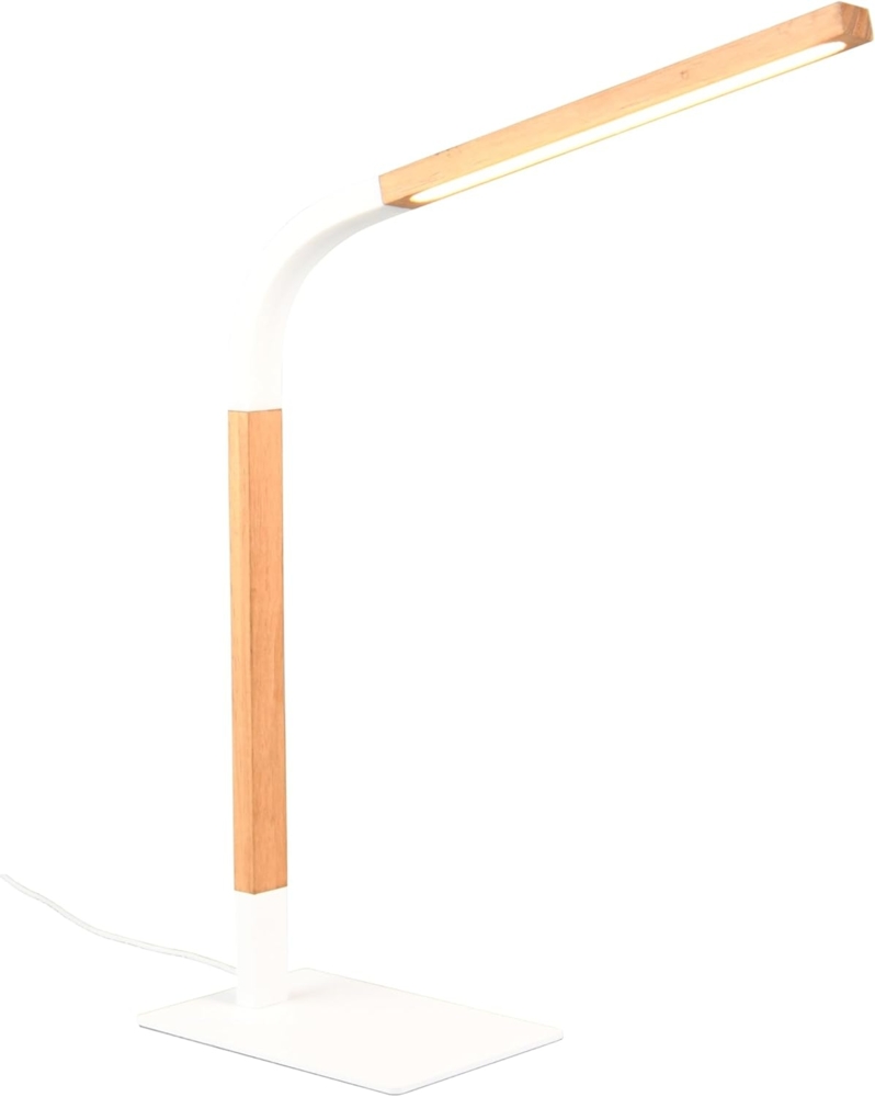 LED Schreibtischleuchte NORRIS Weiß mit Holz, Höhe 42cm Bild 1