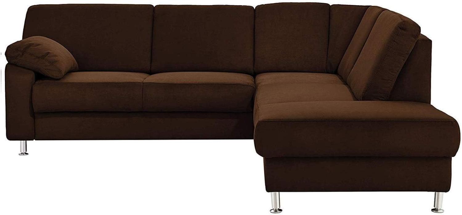 Cavadore Ecksofa Belfast mit Ottomane rechts / Polsterecke mit Federkern / inkl. Vorziehsitz und Bettkasten / 243 x 88 x 218 / Mikrofaser Braun Bild 1