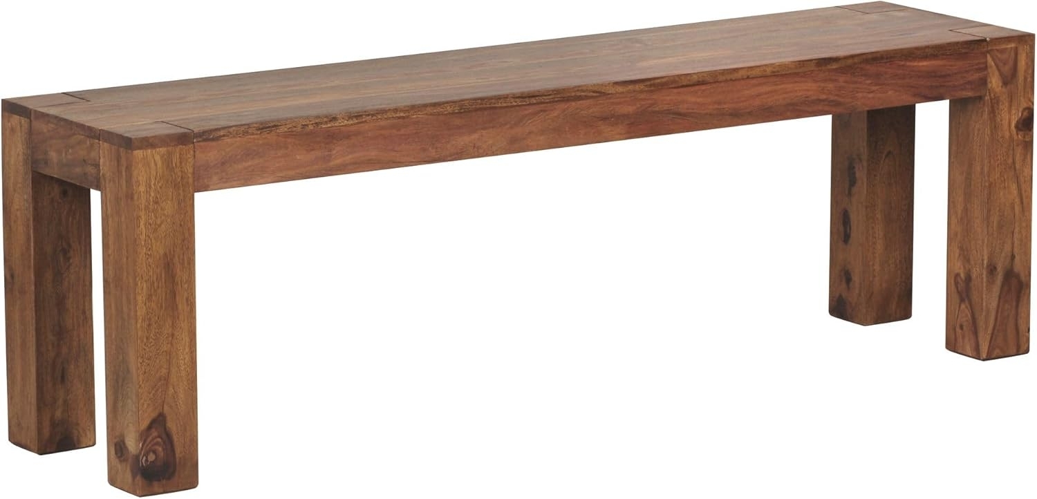 FineBuy Esszimmer Sitzbank Massiv-Holz Sheesham 140 x 45 x 35 cm Design Holz-Bank Natur-Produkt Küchenbank Landhaus-Stil dunkel-braun Bank 3-Sitzer für innen ohne Rücken-Lehne Echt-Holz unbehandelt Bild 1
