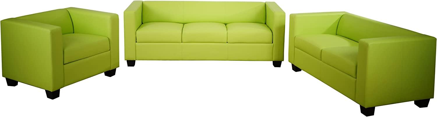 3-2-1 Sofagarnitur Couchgarnitur Loungesofa Lille ~ Kunstleder, hellgrün Bild 1