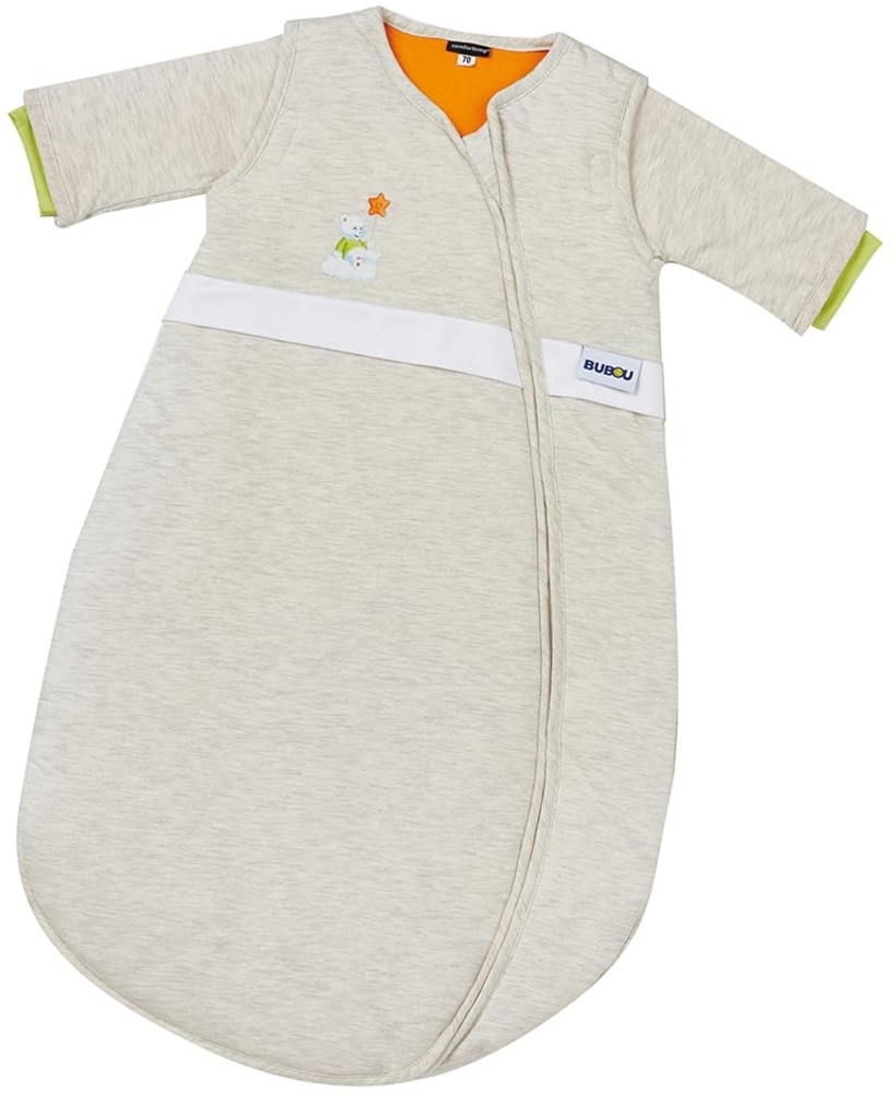 Gesslein Baby Schlafsack Bubou, Ganzjahres-Schlafsack mit Temperaturregulierung (optimale Passform, langer Reißverschluss, 110),beige mit Bär Motiv Bild 1