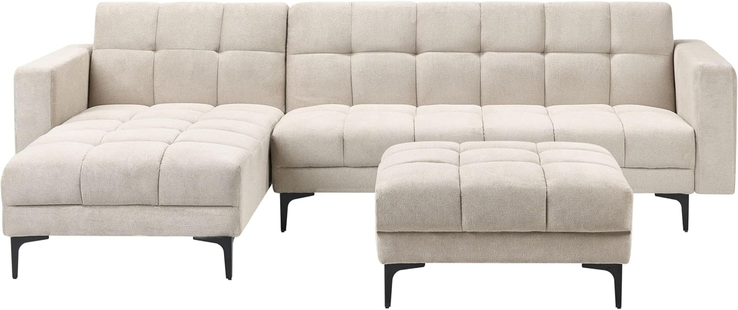 Rechtsseitiges Ecksofa mit Ottomane ALNES Beige Rechtsseitig Bild 1