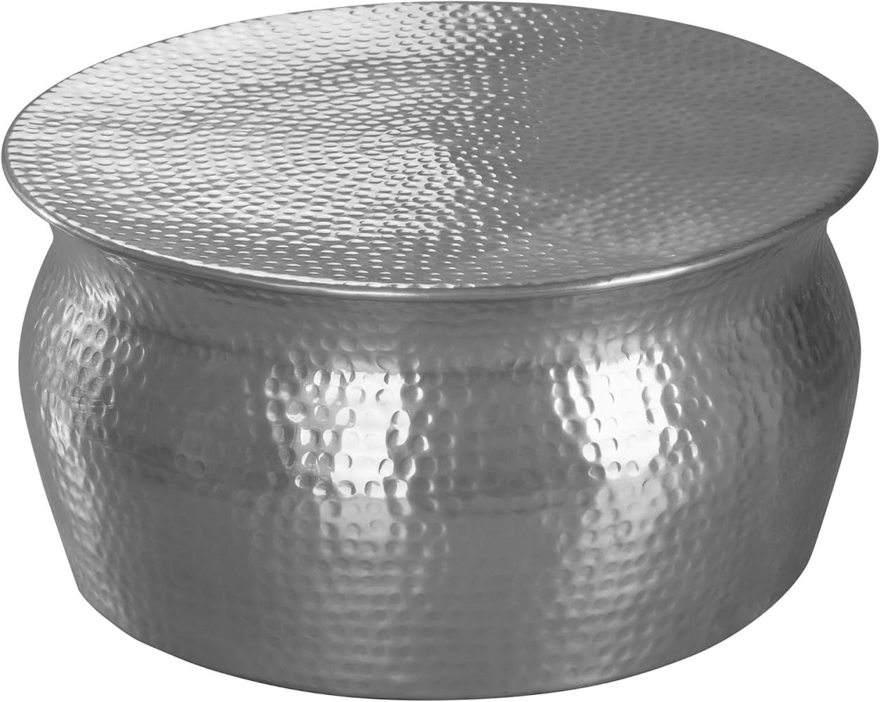 Wohnling Couchtisch KAREM 60x30,5x60cm Aluminium Beistelltisch orientalisch rund, Silber Bild 1