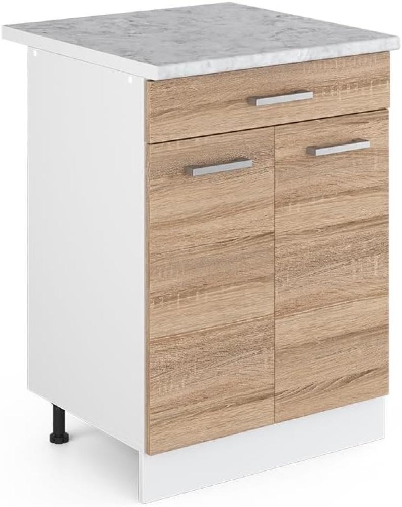 Vicco Küchenschrank R-Line Hängeschrank Unterschrank Küchenzeile Küchenunterschrank Arbeitsplatte, Möbel verfügbar in anthrazit und weiß (Sonoma mit Arbeitsplatte, Schubunterschrank 60 cm) Bild 1