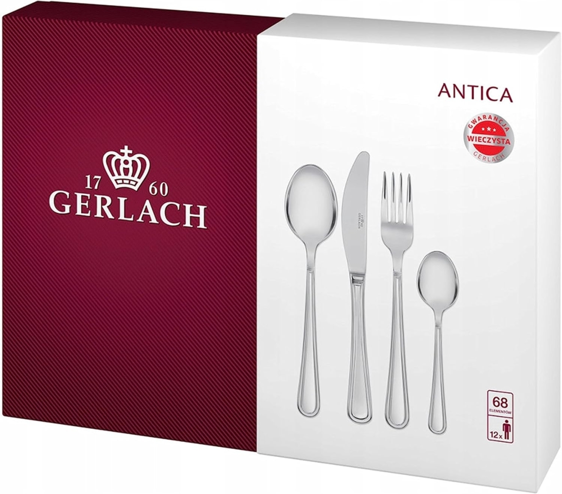 Gerlach Besteck-Set Matt Antica, Edelstahl, Silber, 50 x 37 x 10 cm, 68-Einheiten Bild 1