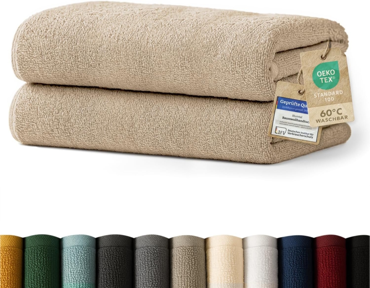 Blumtal Badetücher Premium weiche Frottier 2er Set mit Aufhängschlaufen, Frottee (2-St), Baumwolle Oeko-TEX Zertifiziert, saugstark Bild 1