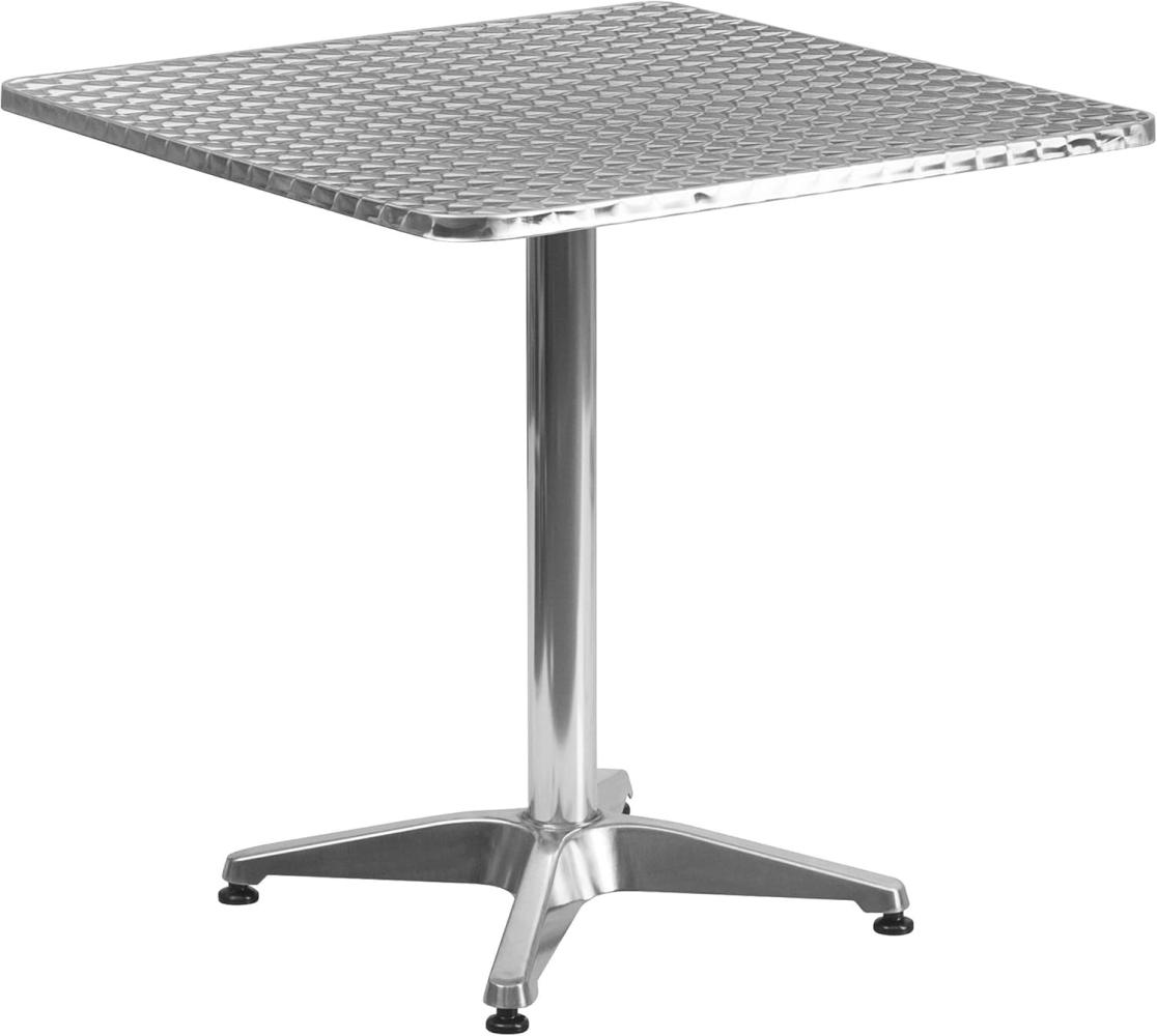 Flash Furniture Bistrotisch aus Aluminium – Eckiger Aluminiumtisch für Garten, Balkon und Außengastronomie – Pflegeleichter Gartentisch mit Standfuß – Silber Bild 1