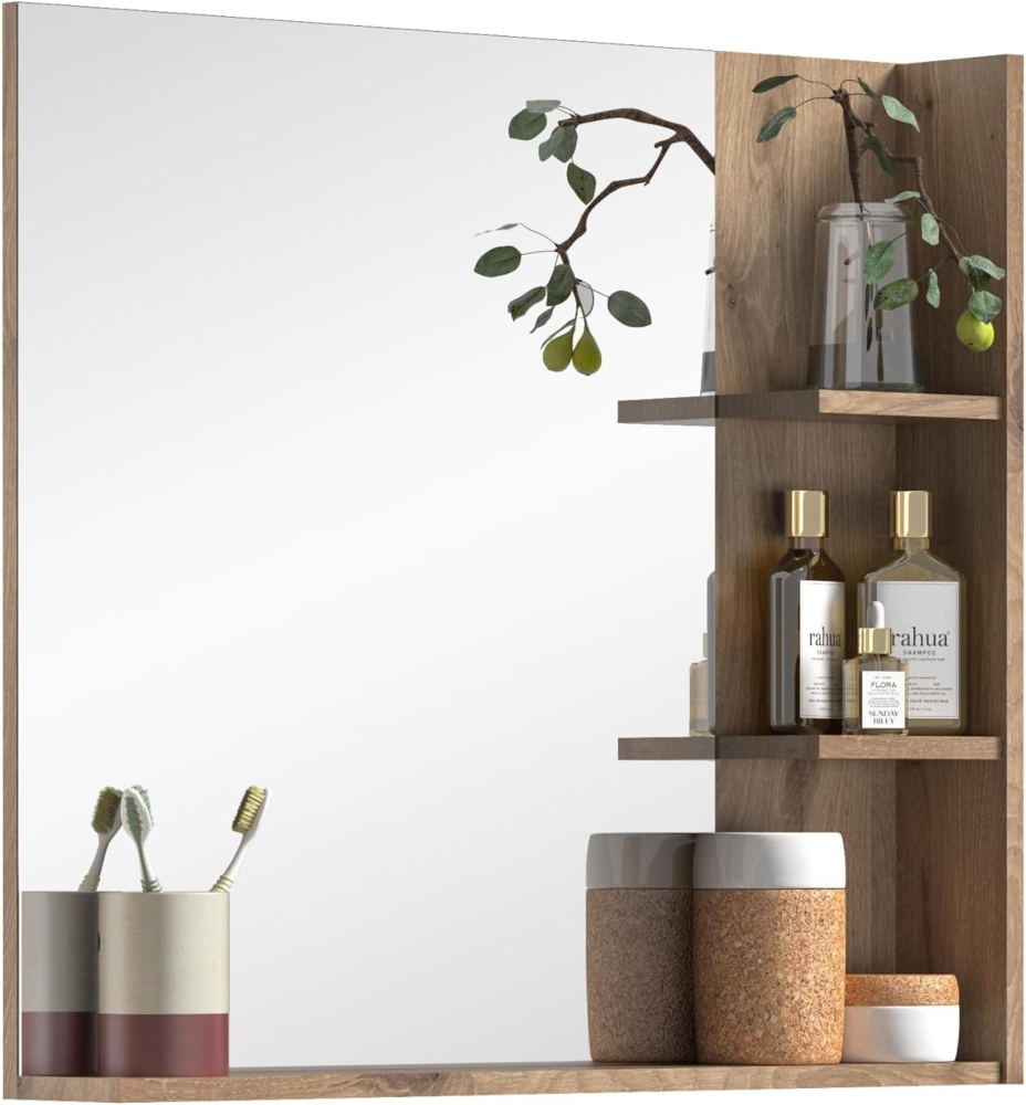 Badezimmer Spiegel Tomaso in Eiche 79 x 73 cm Bild 1