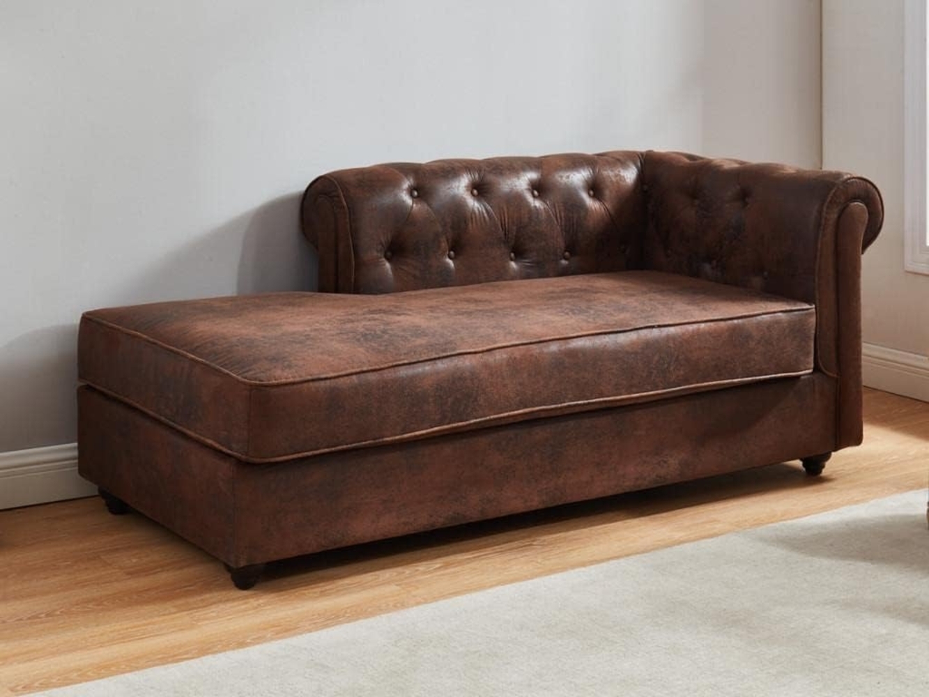 Chesterfield Recamiere Rechts SHIREL - Microfaser - Vintage Leder Look Bild 1