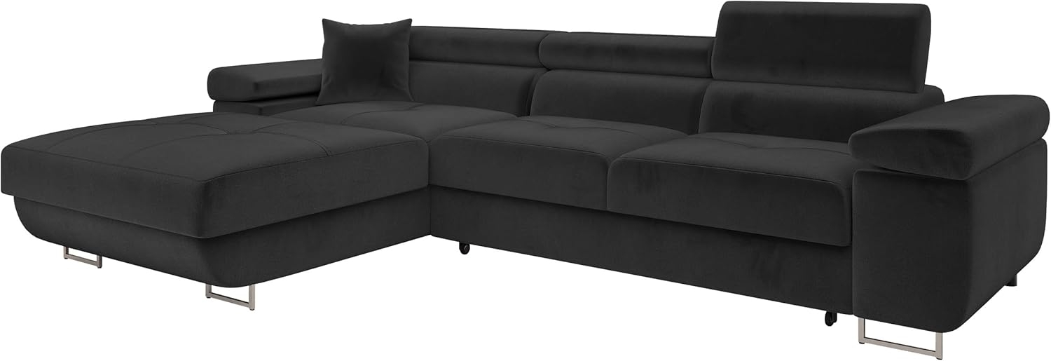 Ecksofa Torezio Mini mit Bettkasten, Schlaffunktion und Einstellbare Kopfstützen (Farbe: Manila 18, Seite: Links) Bild 1