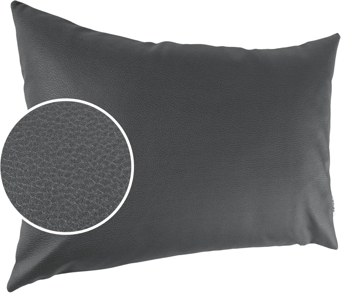 Kisska Dekokissen Kissenhülle KUMO atmungsaktive Kunstleder Kissenbezug Zierkissen, Kissenüberzug ohne Füllung Leder-Optik UNI 50x30 cm Einfarbig Grau Bild 1