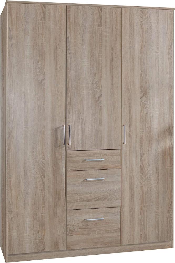 Wimex Kleiderschrank/ Drehtürenschrank Click, 3 Türen, 2 große, 1 kleine Schubladen, (B/H/T) 135 x 199 x 58 cm, Eiche Sägerau Bild 1