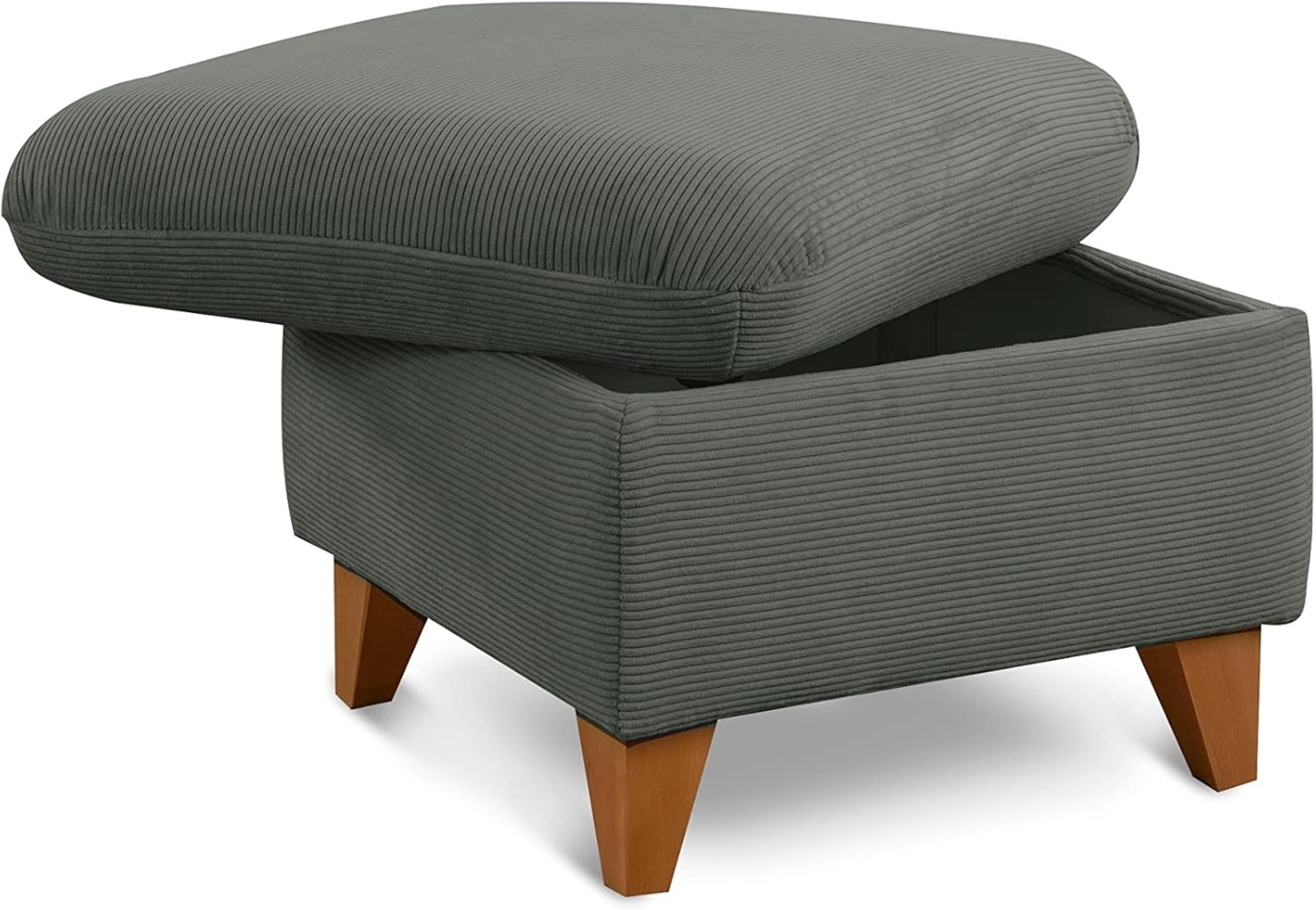 CAVADORE Stauraum-Hocker Trend / Skandinavischer Hocker mit eichefarbenen Holzfüßen / 249 x 86 x 162 / Cord, Dunkelgrau Bild 1