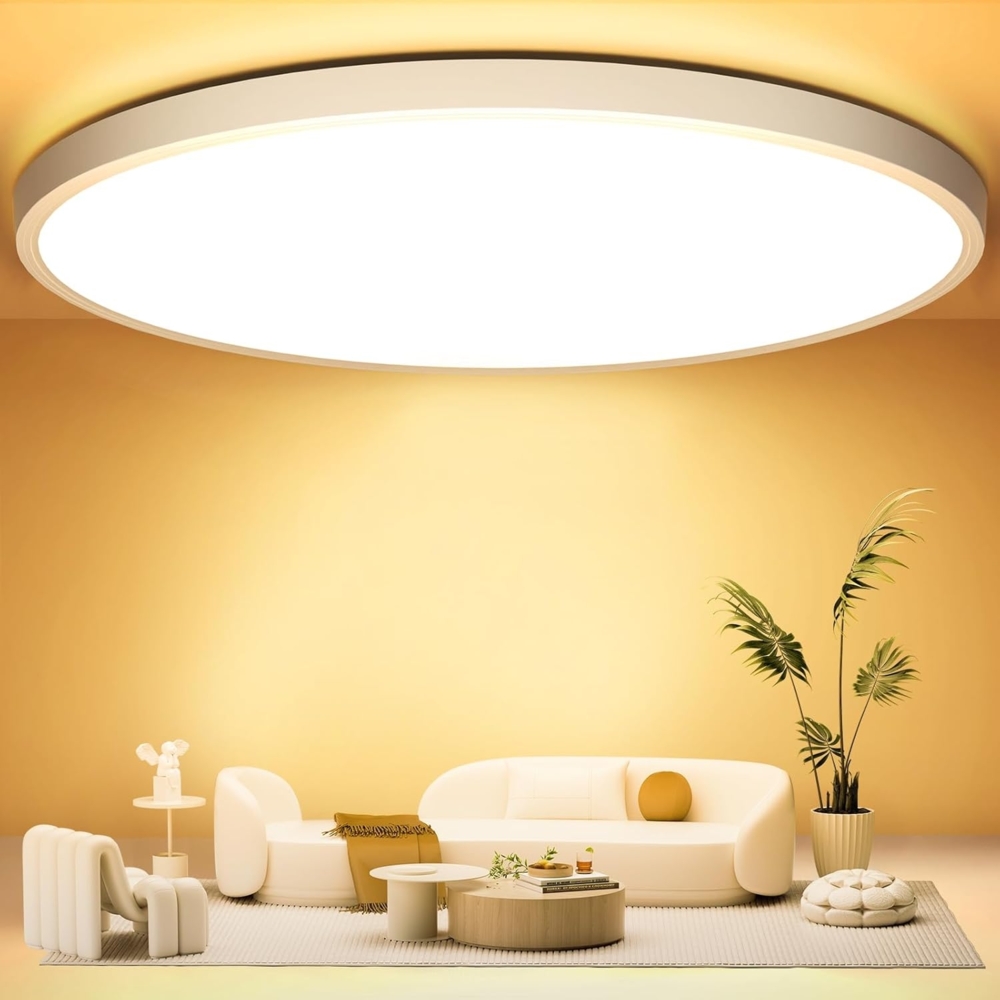 50CM Deckenlampe Led Deckenleuchte Flach - 48W 4800LM 3000K Warmweiss Rund Led Deckenlampe Wohnzimmer 2,4CM Utra Dünn Led Lampe Decke für Küche, Schlafzimmer Badezimmer Kinderzimmer, Modern Rund IP44 Bild 1