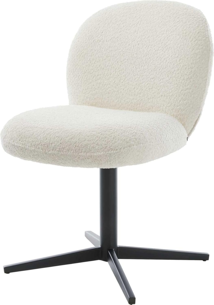 Drehstuhl Nube-Flex Bouclé Weiß Fußkreuz Schwarz 360° drehbar Taschenfederkern Bild 1