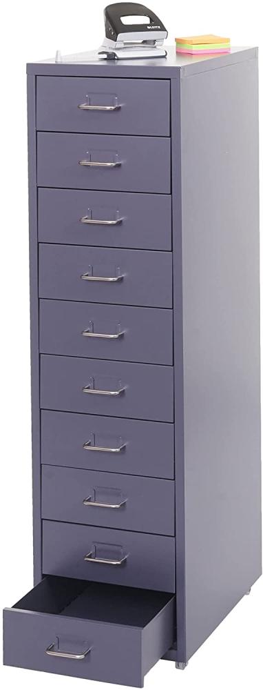 Rollcontainer Boston T851, Schubladenschrank Stahlschrank, 110x28x41cm 10 Schubladen ~ dunkelgrau Bild 1