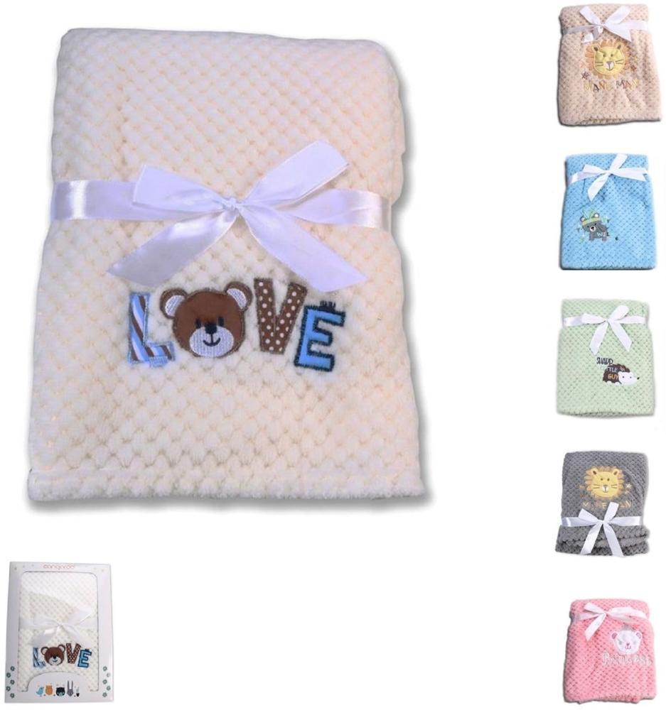 Cangaroo Babydecke Freya, Größe 80 x 110 cm kuschelige Babydecke aus Fleece weiß Bild 1