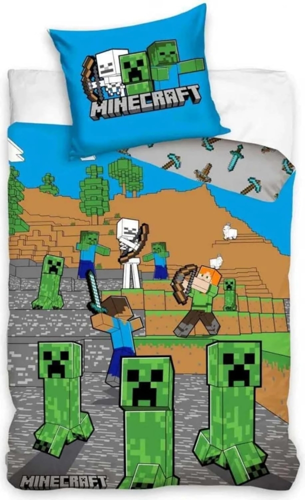 Minecraft Bettwäsche Minecraft Kinderbettwäsche 135 x 200 cm Bild 1