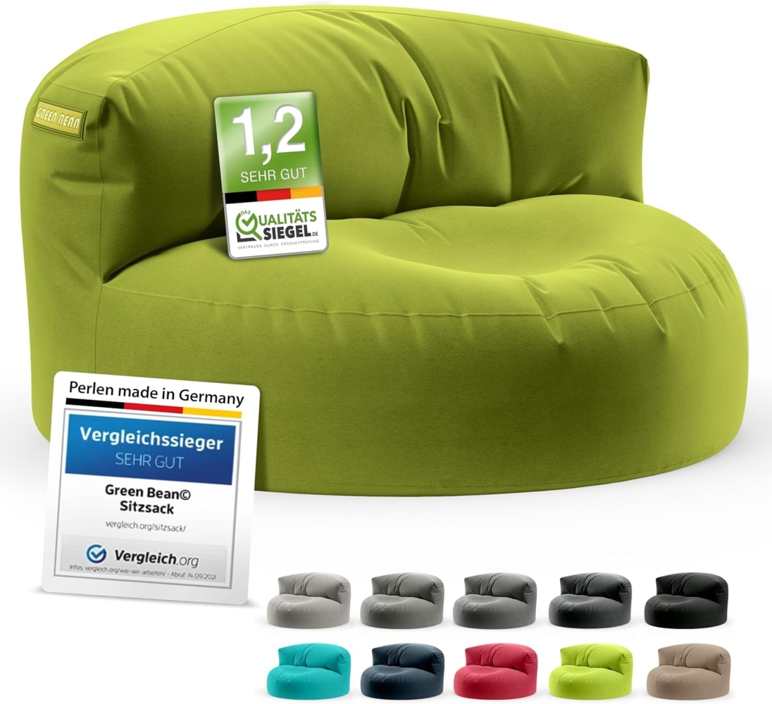 Green Bean Sitzsack Indoor & Outdoor Sofa mit hochwertiger EPS Perlen Füllung (mit Rückenlehne, wasserabweisender & abwaschbarer Bezug), Couch Sitzmöglichkeit Gartenliege mit Rückenlehne Bild 1