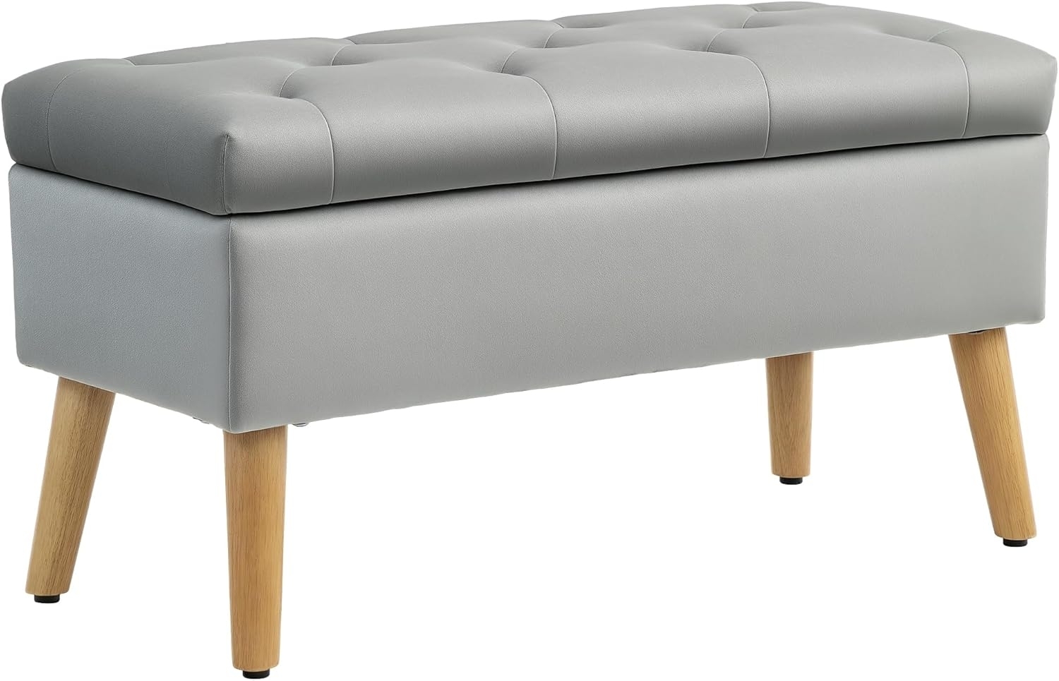 HOMCOM Sitzbank mit Stauraum, Deckel, Samtoptik (Truhenbank, 1-St, Polsterbank), für Flur Schlafzimmer Wohnzimmer, Gummiholz 102 x 35 x 43 cm Grau Bild 1