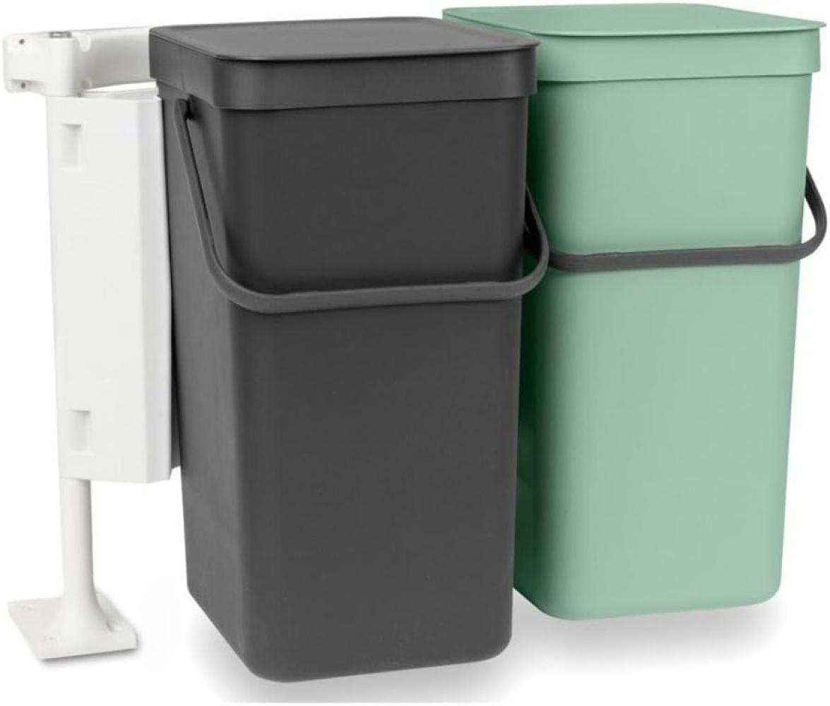 Brabantia 'Sort & Go' Abfallbehälter, Kunststoff, Dark Grey & Jade Green, 2 x 16 Liter Bild 1