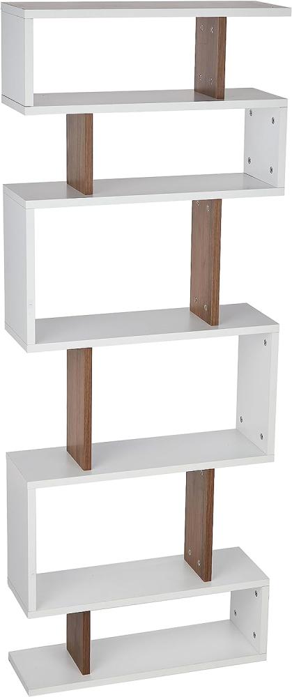Homemania Bücherregal Tablero 60 x 20 x 156,6 cm Weiß und Walnuss Bild 1