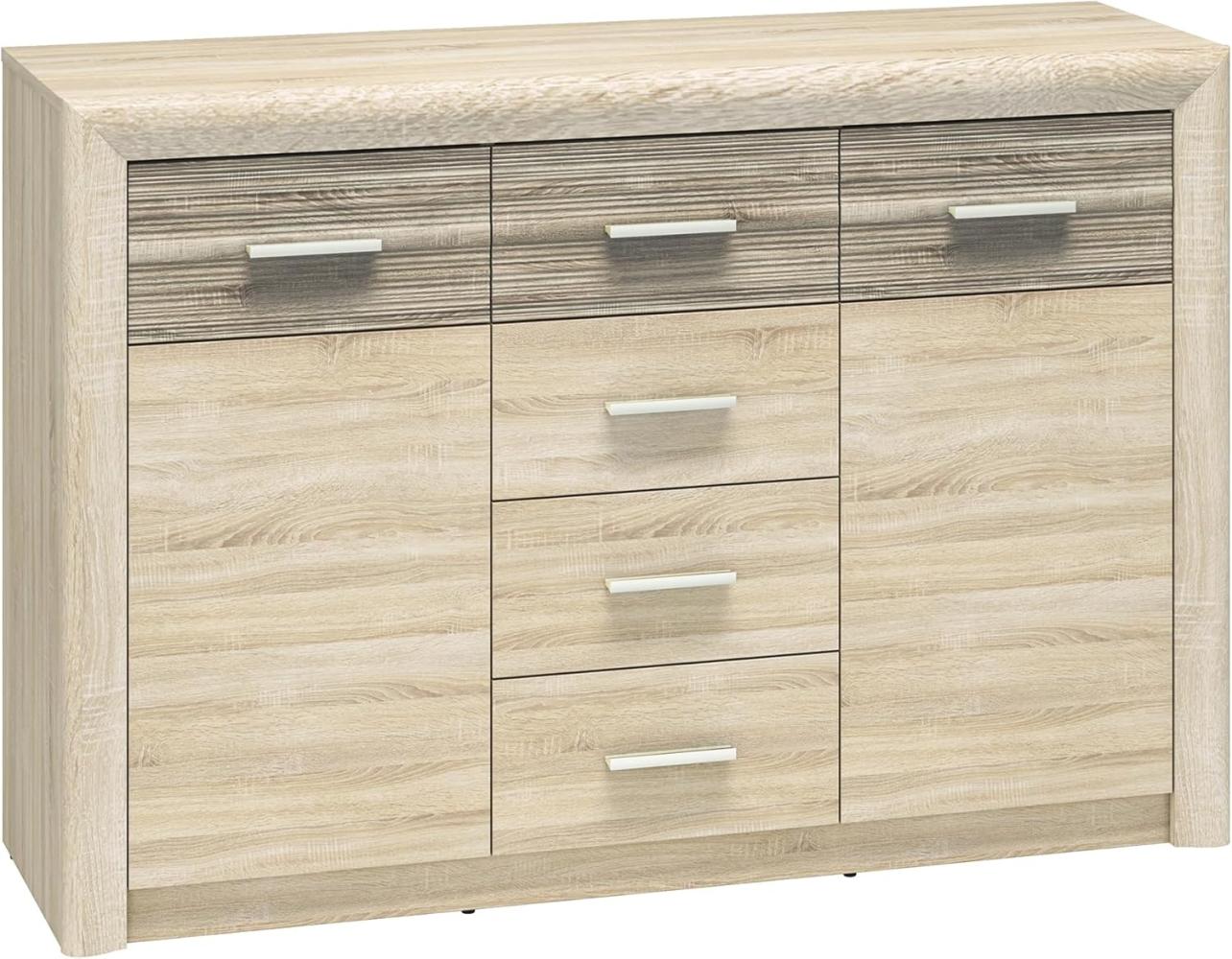 Kommode "Castel" Sideboard 138cm Sonoma Eiche hell Trüffel MDF Bild 1