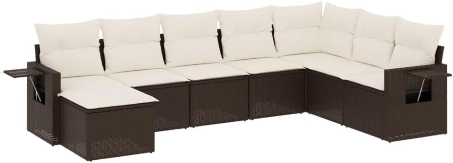 vidaXL 8-tlg. Garten-Sofagarnitur mit Kissen Braun Poly Rattan 3252900 Bild 1