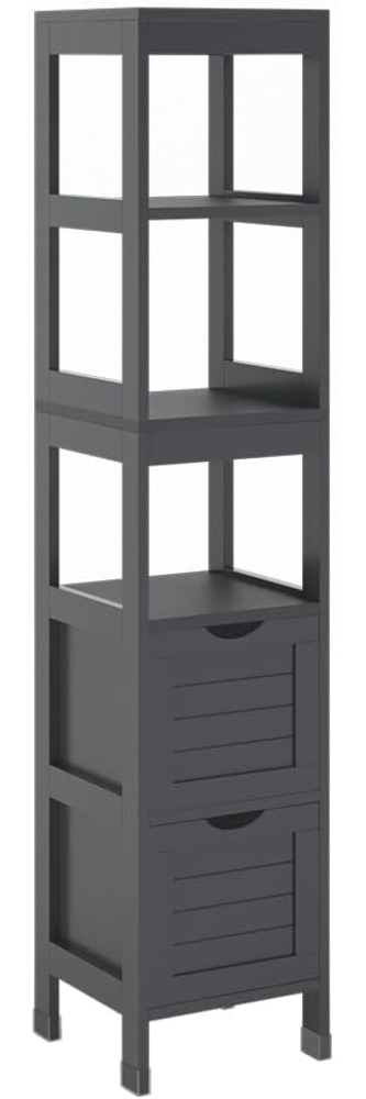 Badschrank Vilda Grau 30 x 144 cm mit 2 Schubladen Vicco Bild 1