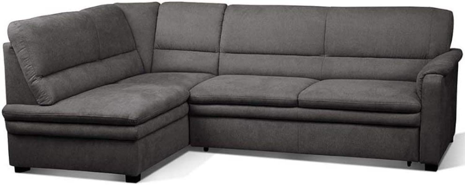 CAVADORE Ecksofa Pisoo / Kleine Eckcouch mit Federkern im klassichen Design / Ottomane links / 245 x 89 x 161 / Grau Bild 1