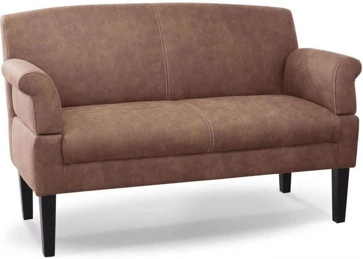 CAVADORE 2-Sitzer Küchensofa Malm, Sitzbank für Küche oder Esszimmer in Lederoptik, Inkl. Armteilverstellung, Federkern und moderner Kontrastnaht, 152 x 97 x 78, Mikrofaser: hellbraun Bild 1