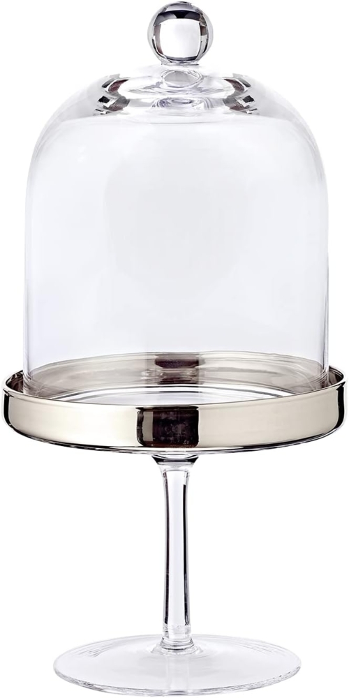 EDZARD Servierschale Leos, Glas, Platinglas, Bonboniere, mundgeblasenes Kristallglas mit Platinrand, H 20 cm Bild 1