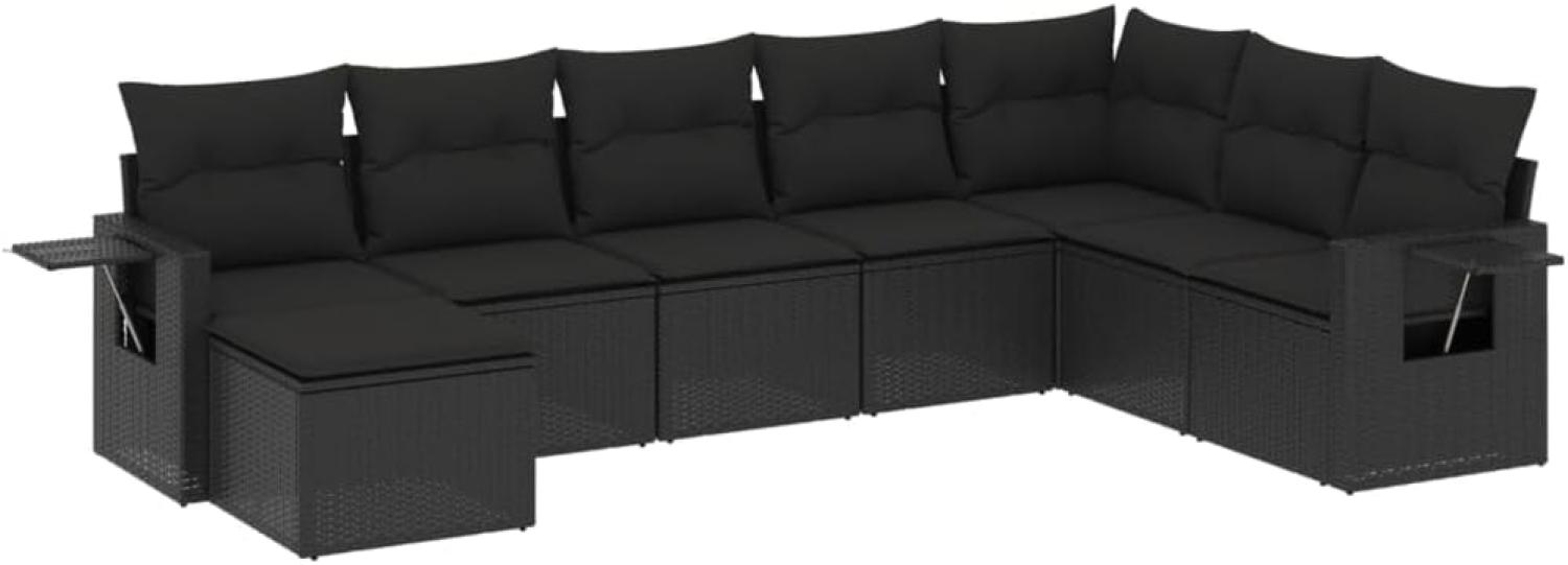 vidaXL 8-tlg. Garten-Sofagarnitur mit Kissen Schwarz Poly Rattan 3252892 Bild 1