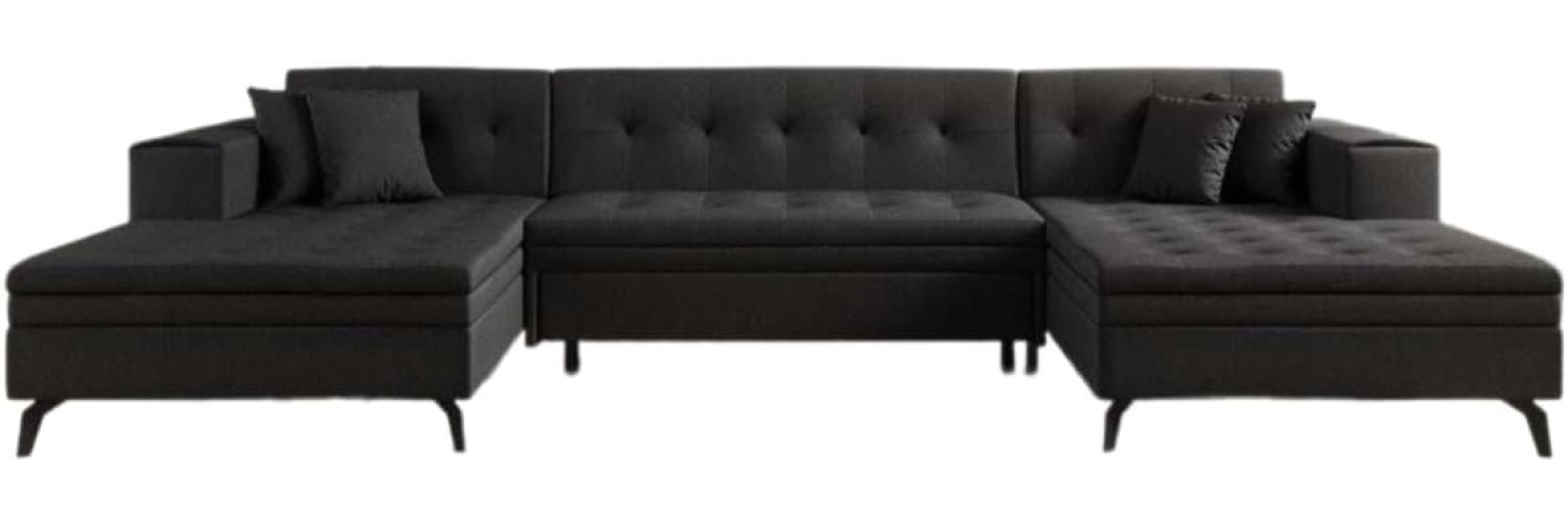 Designer Sofa Vivana mit Schlaffunktion Stoff Schwarz Bild 1