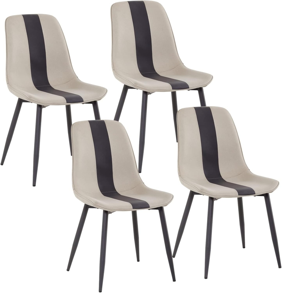 Mondeer Esszimmerstühle 4er Set, Küchenstuhl Polsterstuhl mit Metallbeinen Modernes Design, für Esszimmer Wohnzimmer Empfangsraum Büro, B48 x H85 x T40 cm, Beige Bild 1