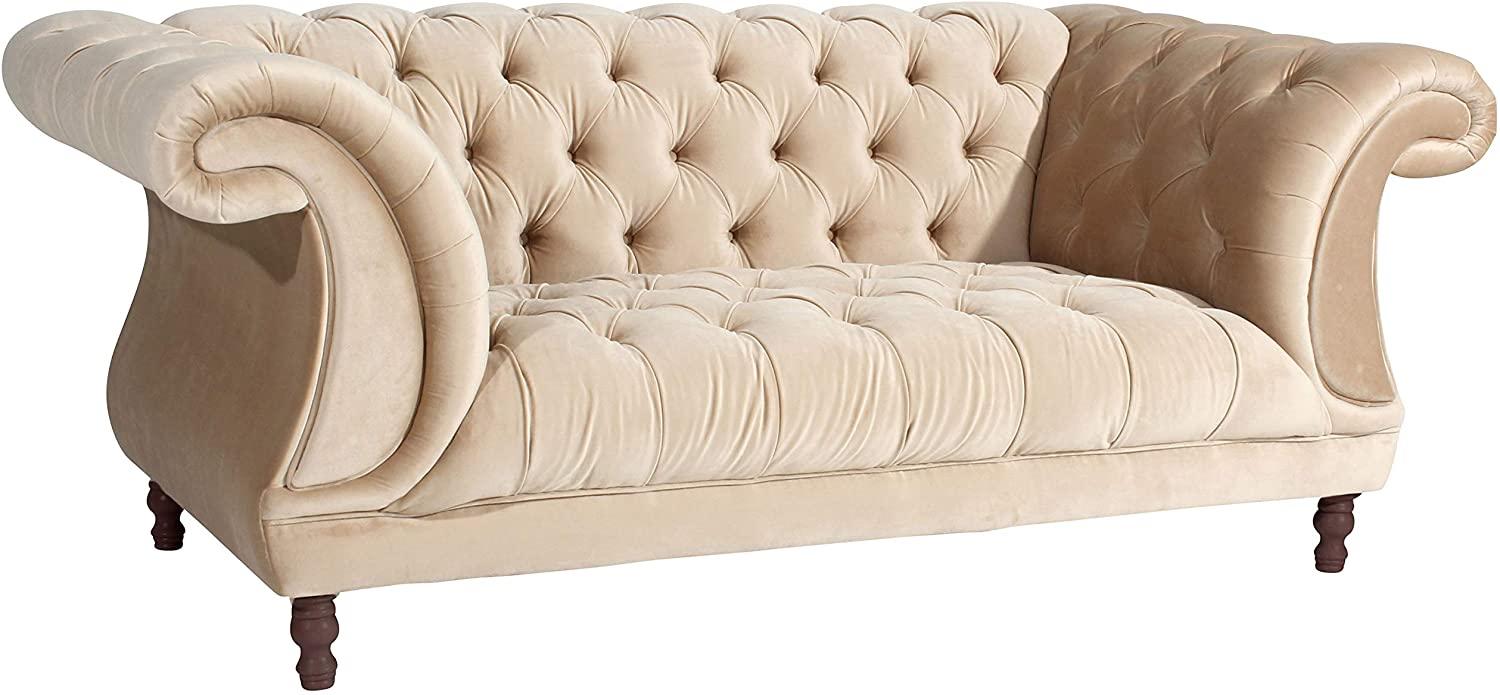 Ivette Sofa 2-Sitzer Samtvelours Sand Buche Nussbaumfarben Bild 1