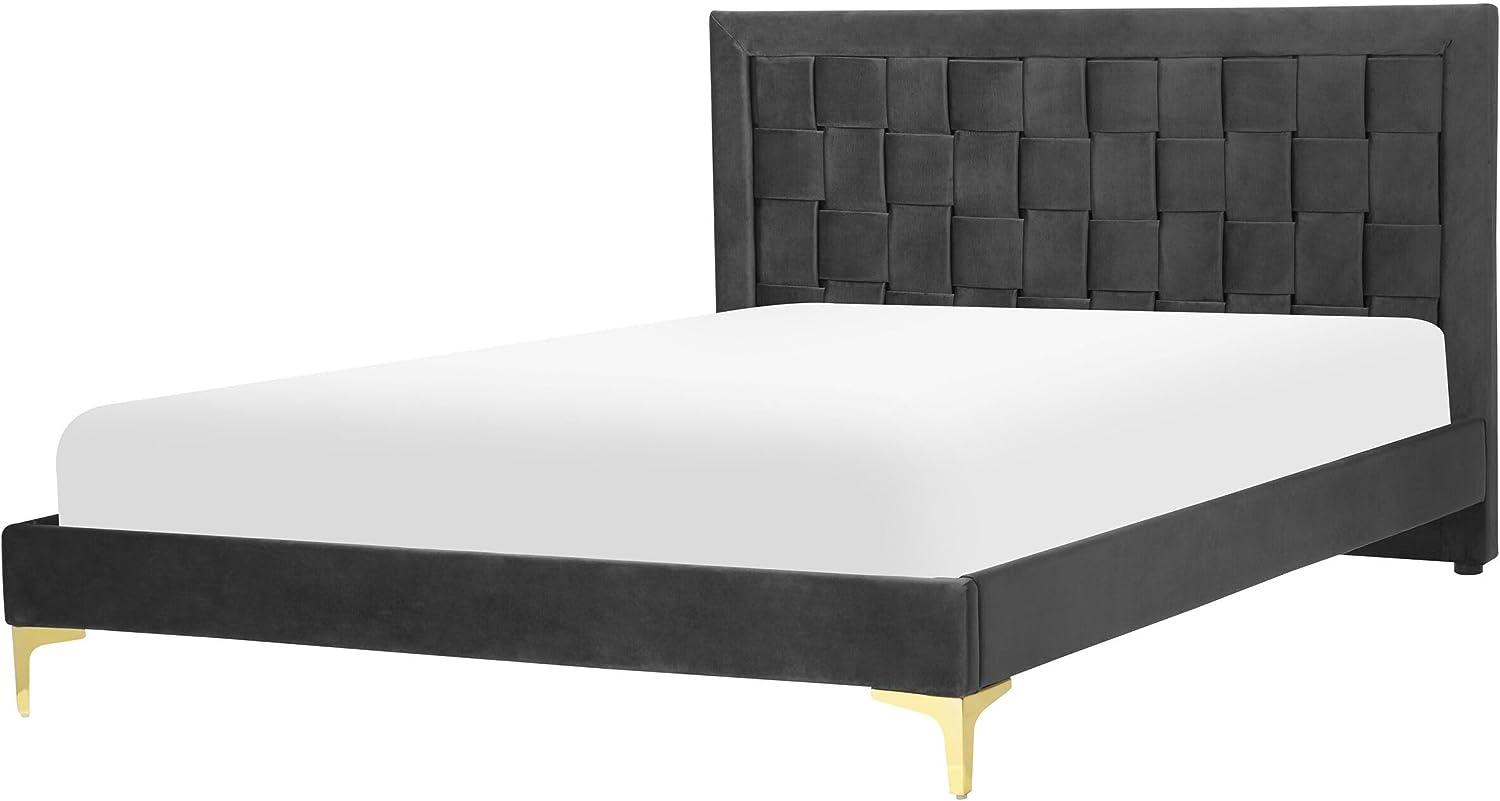 Doppelbett Samtstoff schwarz Lattenrost 140 x 200 cm LIMOUX Bild 1