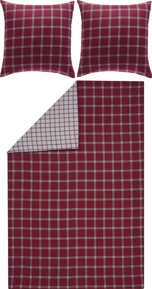 Erwin Müller Bettwäsche Wendebettwäsche, Biber, 3 teilig, Flanell Karo Bild 1