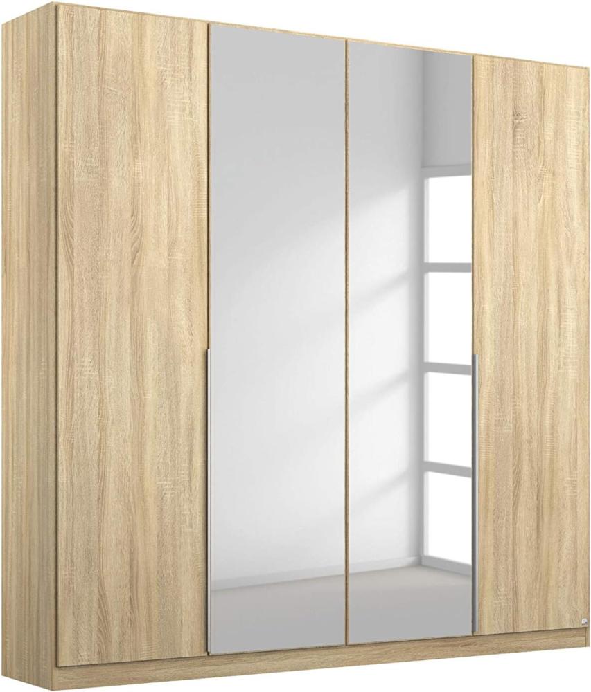 Rauch Möbel Alabama Schrank Kleiderschrank Drehtürenschrank Eiche Sonoma mit Spiegel 4-türig inklusive Zubehörpaket Basic 2 Kleiderstangen, 2 Einlegeböden BxHxT 181x210x54 cm Bild 1