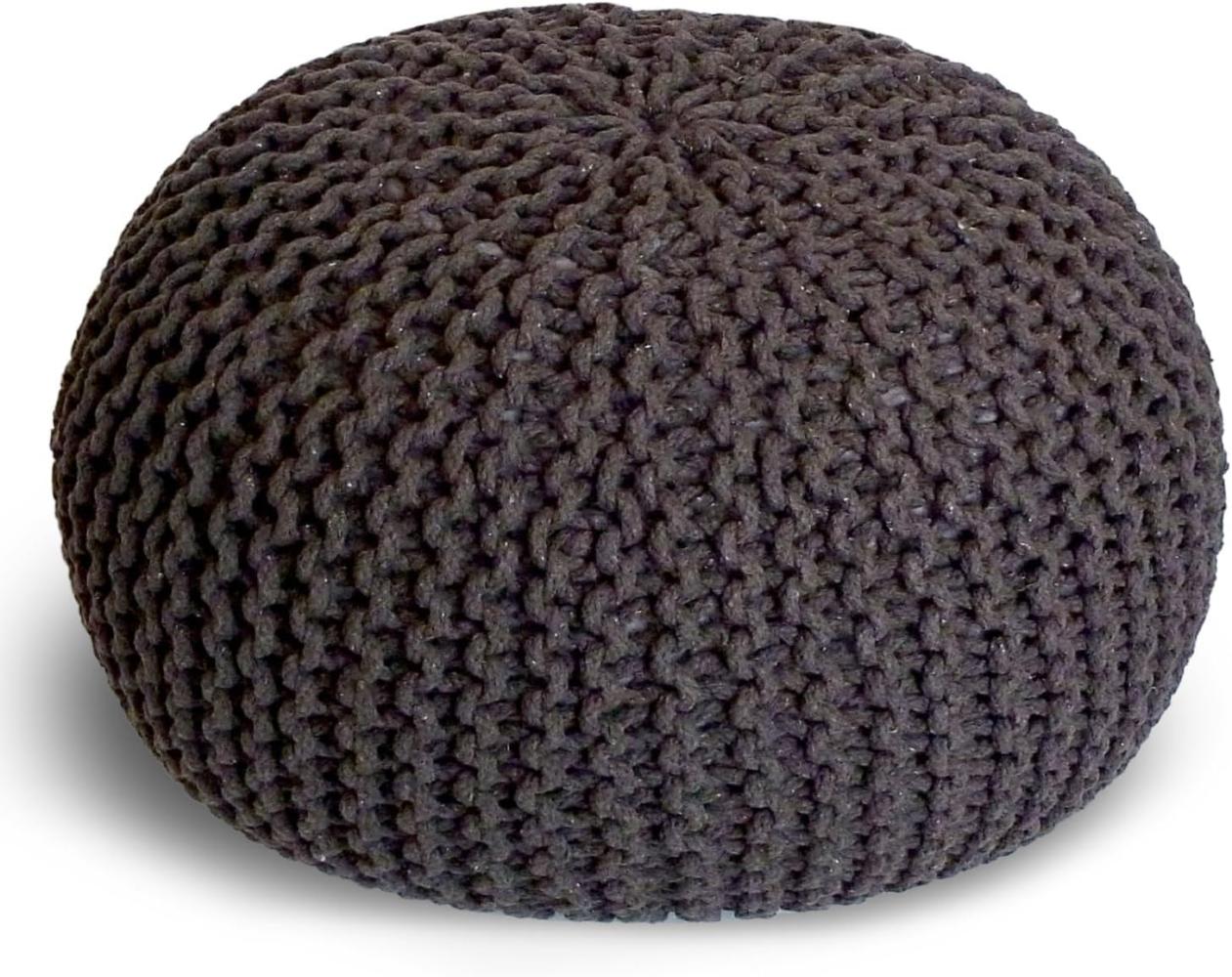 casamia Pouf Ø 55 o. 45 cm Sitzpouf Strickhocker Sitzpouf Bodenkissen nachhaltig Grobstrick Optik Größe ø 55 cm, Farbe braun Bild 1