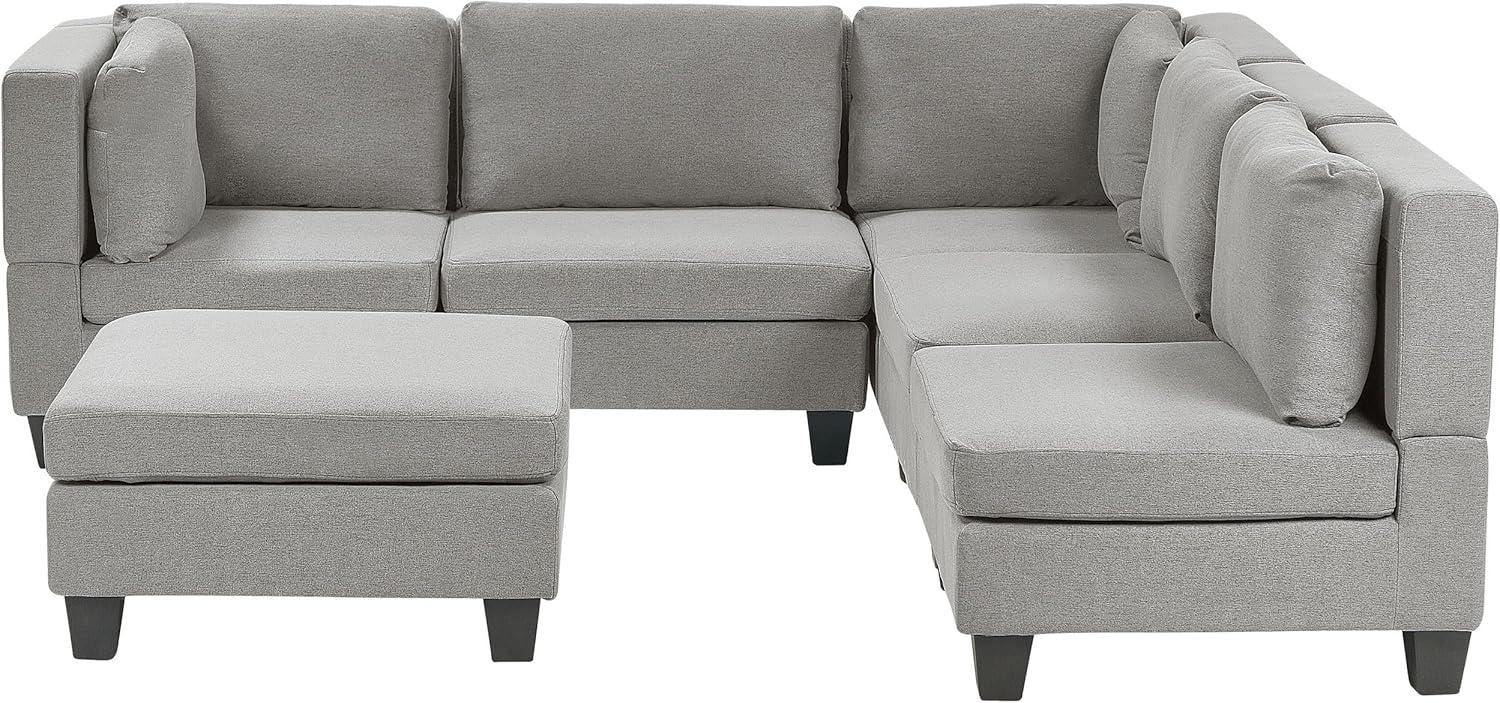 Beliani 'Unstad' Sofa, Hellgrau, Stoff, 72 x 228 x 228 cm, mit Ottomane, Links Bild 1