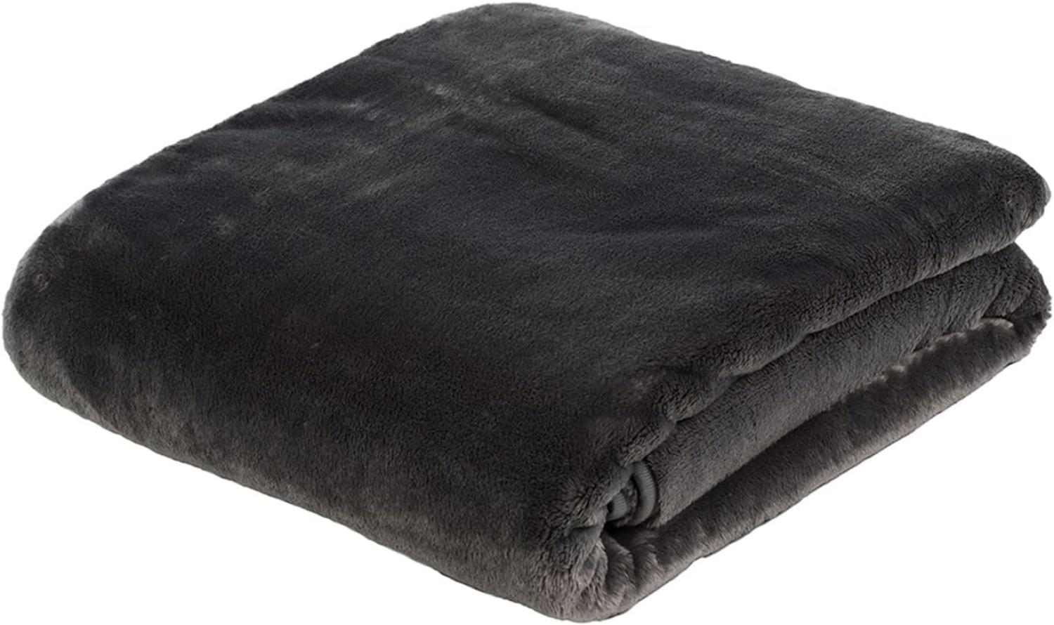 Premium Cashmere Kuscheldecke Tagesdecke Wohndecke 180 x 220 cm - Anthrazit Bild 1