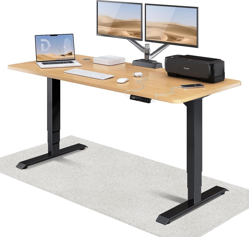 Höhenverstellbarer Schreibtisch - Höhenverstellbar Elektrisch mit Flüsterleisem Dual-Motor & Touchscreen - Hohe Tragfähigkeit - Stehtisch von Desktronic, Schwarz + Eiche, 180 x 80 cm Bild 1