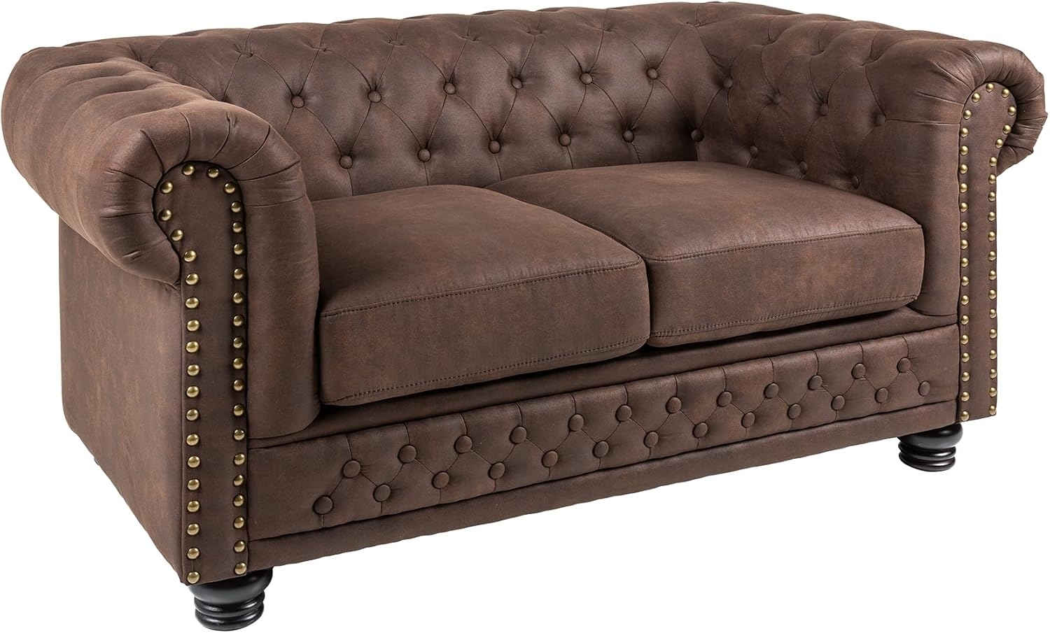 riess-ambiente 2-Sitzer CHESTERFIELD 150cm vintage braun, Einzelartikel 1 Teile, Wohnzimmer · Couch · Microfaser · Federkern · Rundum-Bezug · Design Bild 1