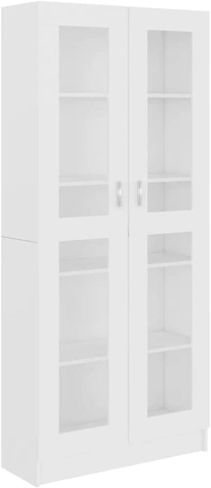 vidaXL Vitrinenschrank Bücherschrank Aktenschrank Büroschrank Vitrine Schrank Bücherregal Standvitrine Weiß 82,5x30,5x185,5cm Spanplatte Bild 1