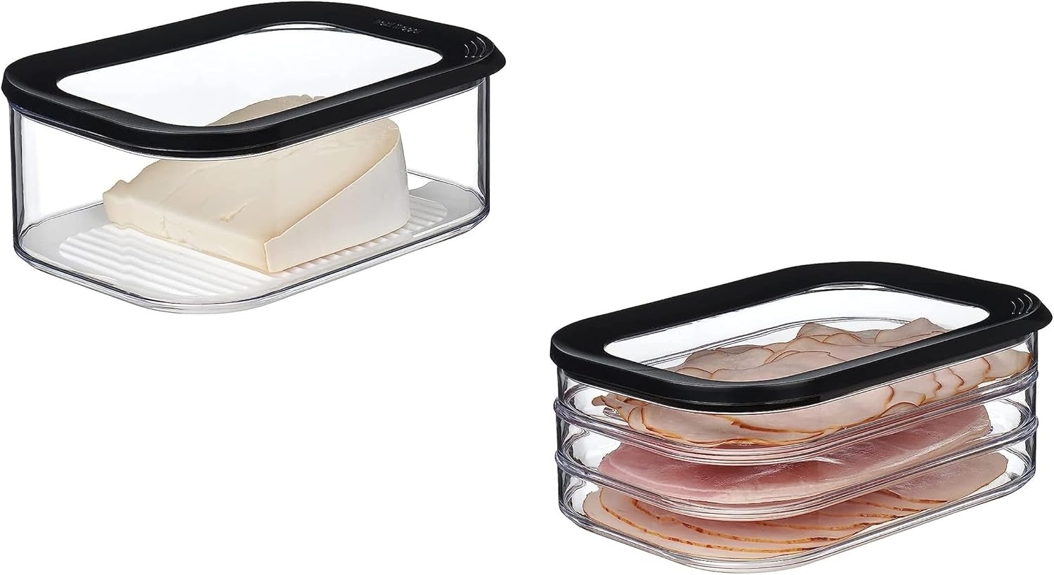Mepal | Meat and Cheese Set | Nordic Black | Modula Vorratsdosen mit Deckel | Anti-Kondensationseinsatz | luftdicht & spülmaschinenfest Bild 1