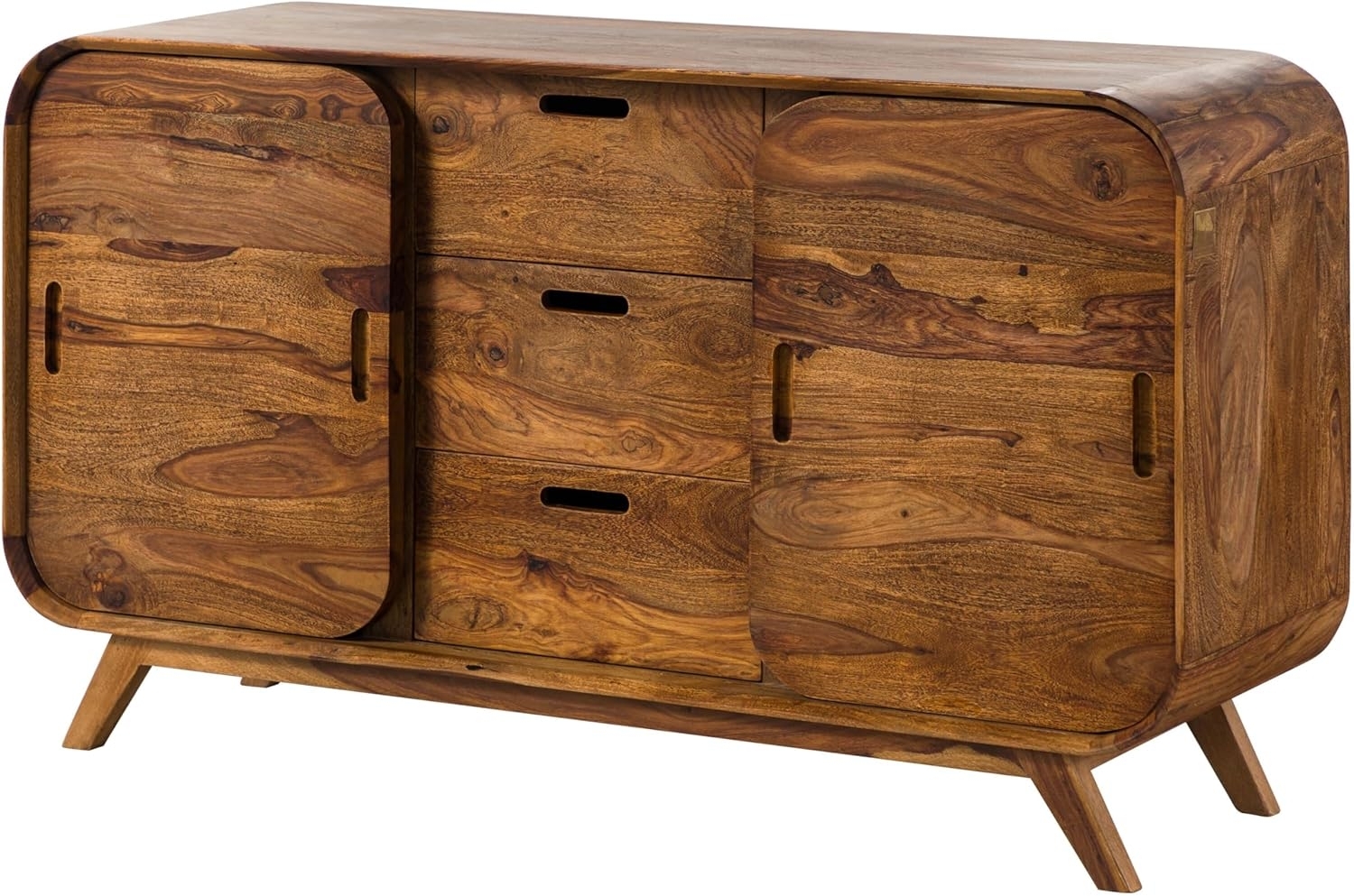 Massivmoebel24 Sideboard (Sheesham 134x40x75 hellbraun lackiert MAILAND #101) Bild 1