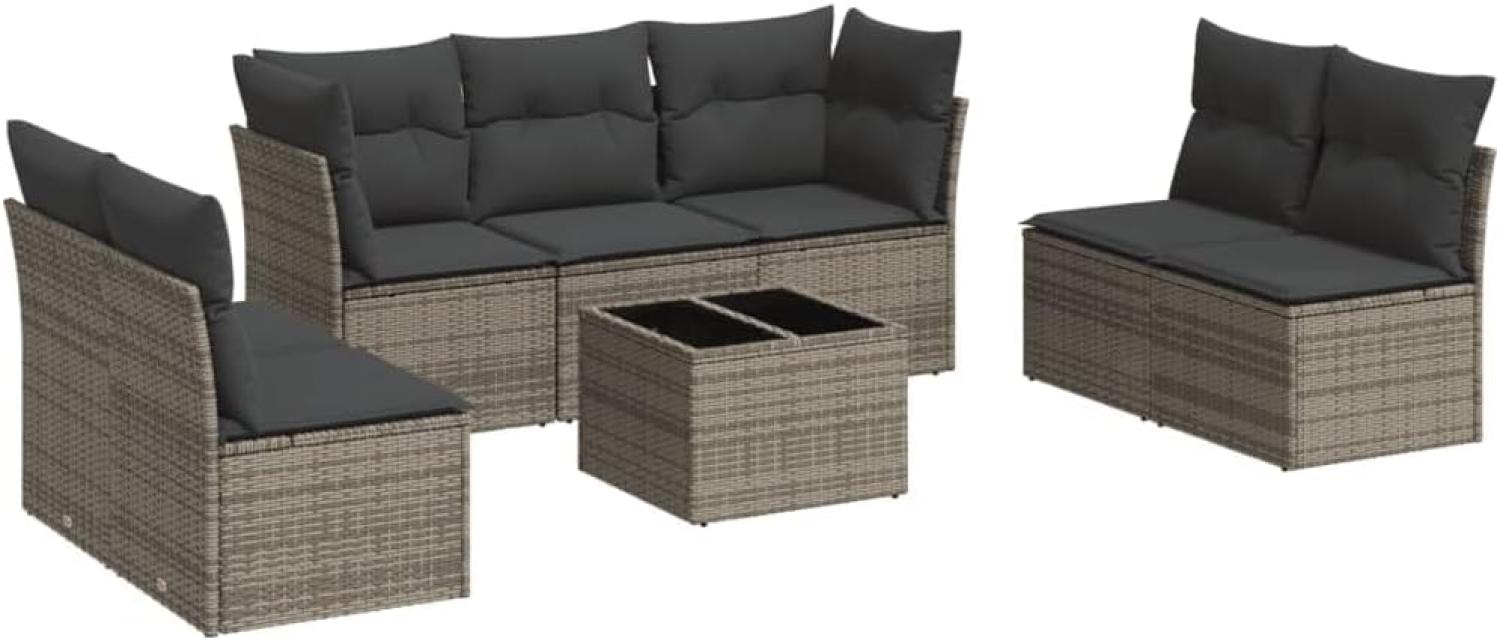 vidaXL 8-tlg. Garten-Sofagarnitur mit Kissen Grau Poly Rattan 3217420 Bild 1